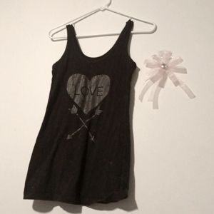 Black tank top with heart symptom and love printed